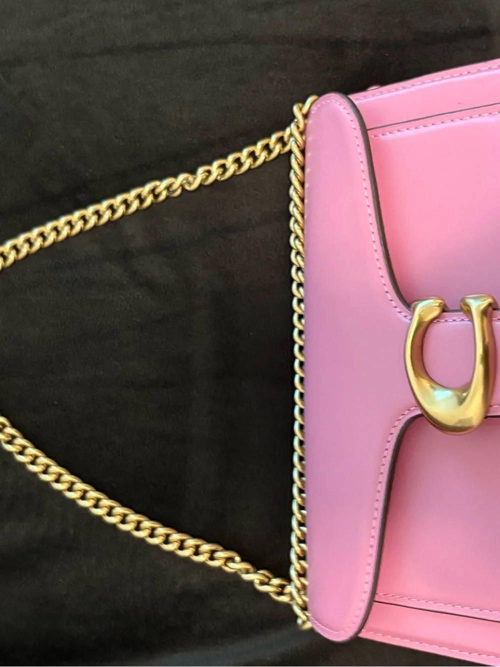 Pink Gold-Accent Leather Coach Shoulder Bag